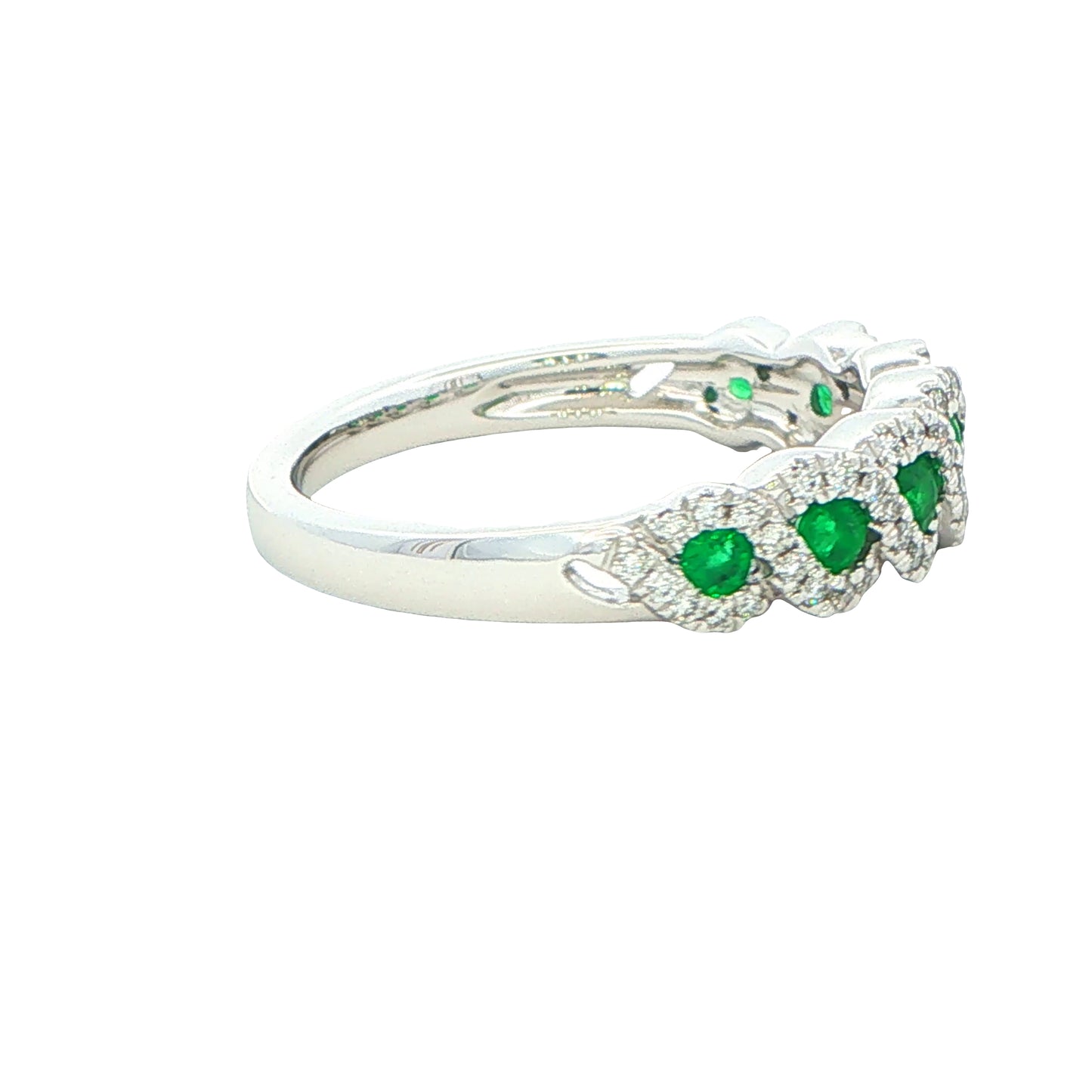 Emerald and Round Brilliant Cut Diamond Halo Style Dress Ring Gardiner Brothers