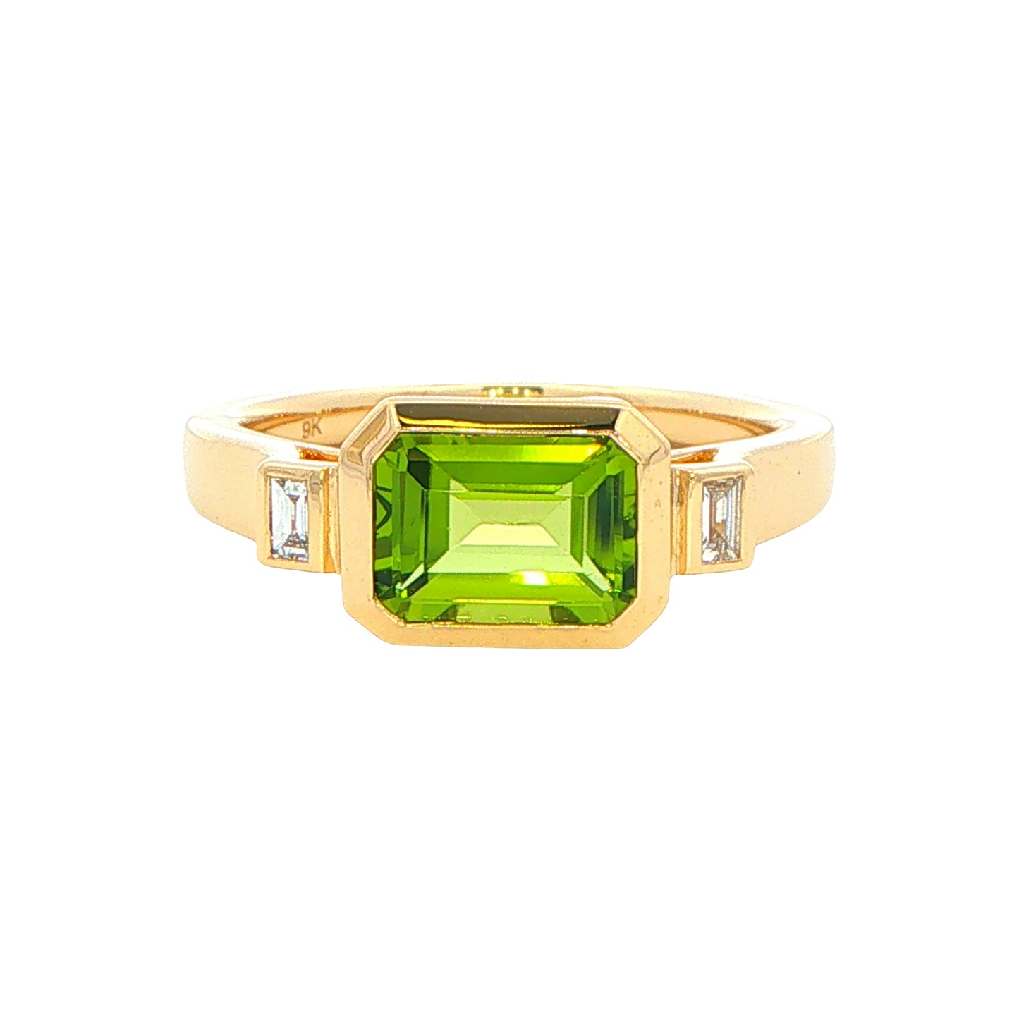 Peridot and Baguette Diamond Dress Ring