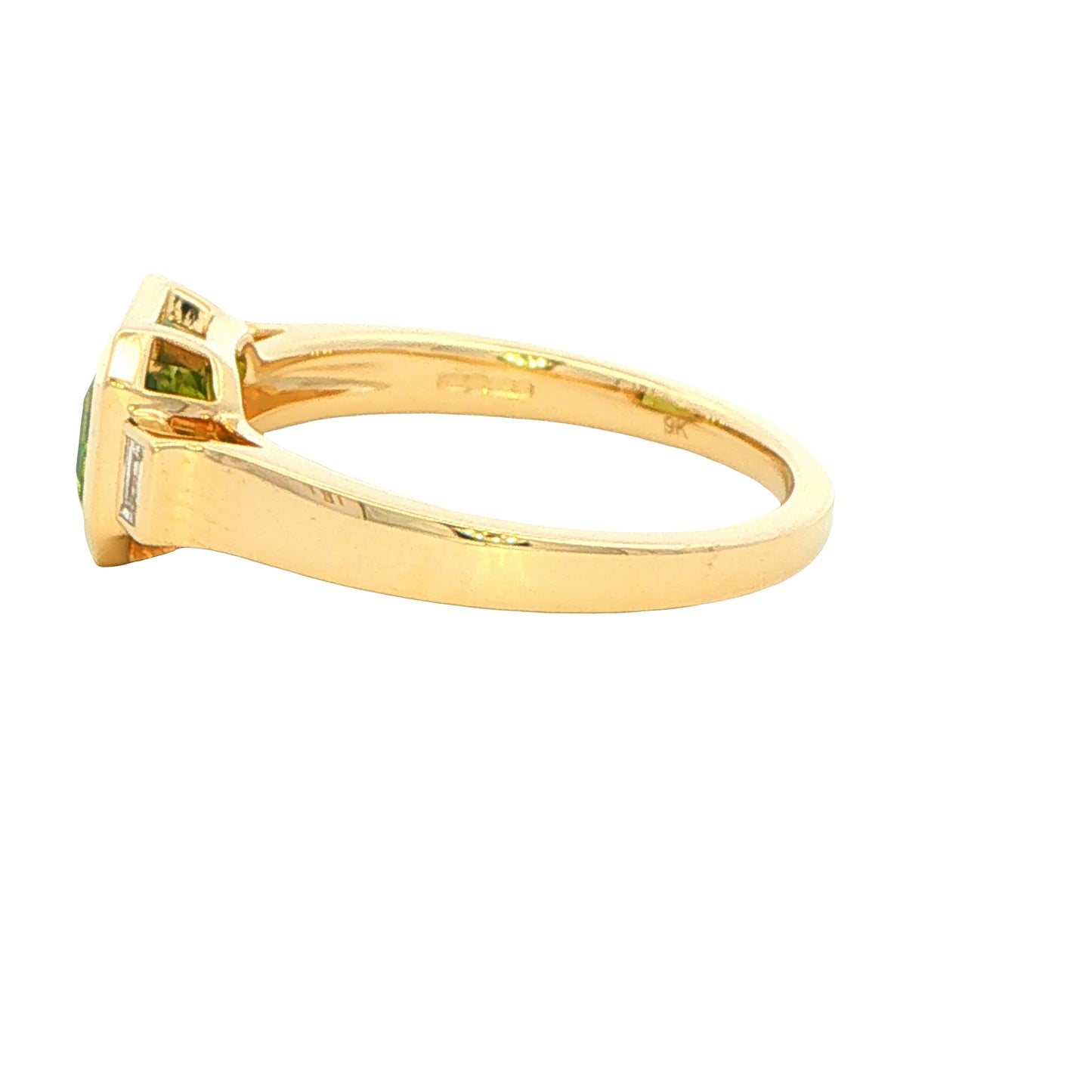 Peridot and Baguette Diamond Dress Ring