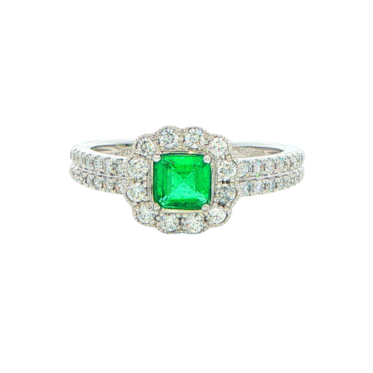 Emerald and Diamond Vintage Style Ring Gardiner Brothers