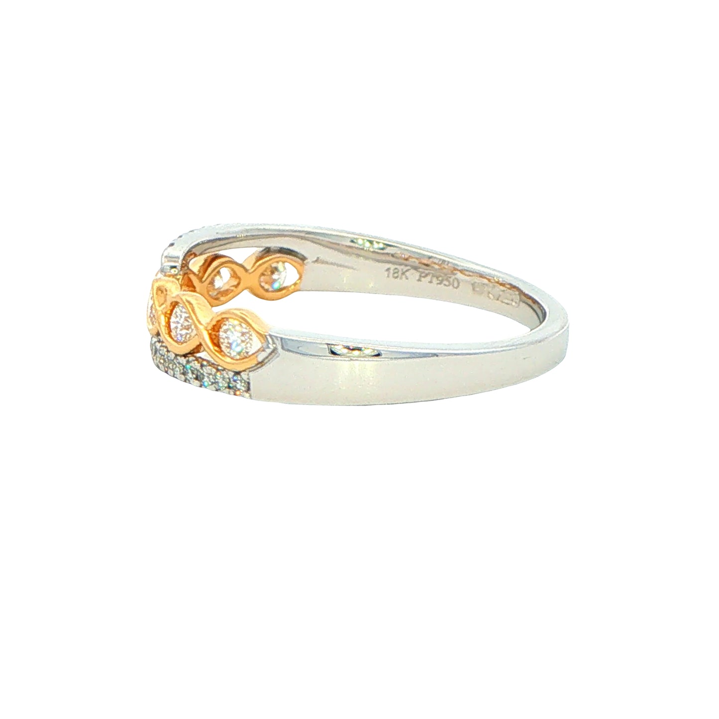 Platinum and yellow gold diamond set cross-over ring Gardiner Brothers