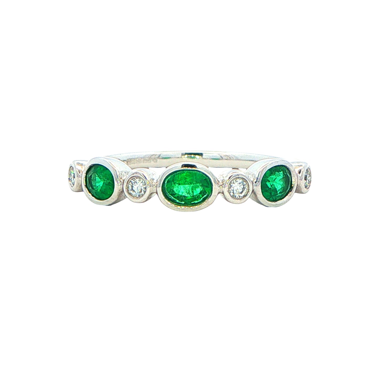 Emerald and Diamond 7 Stone Dress Ring