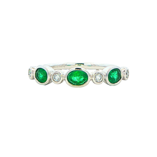 Emerald and Diamond 7 Stone Dress Ring Gardiner Brothers