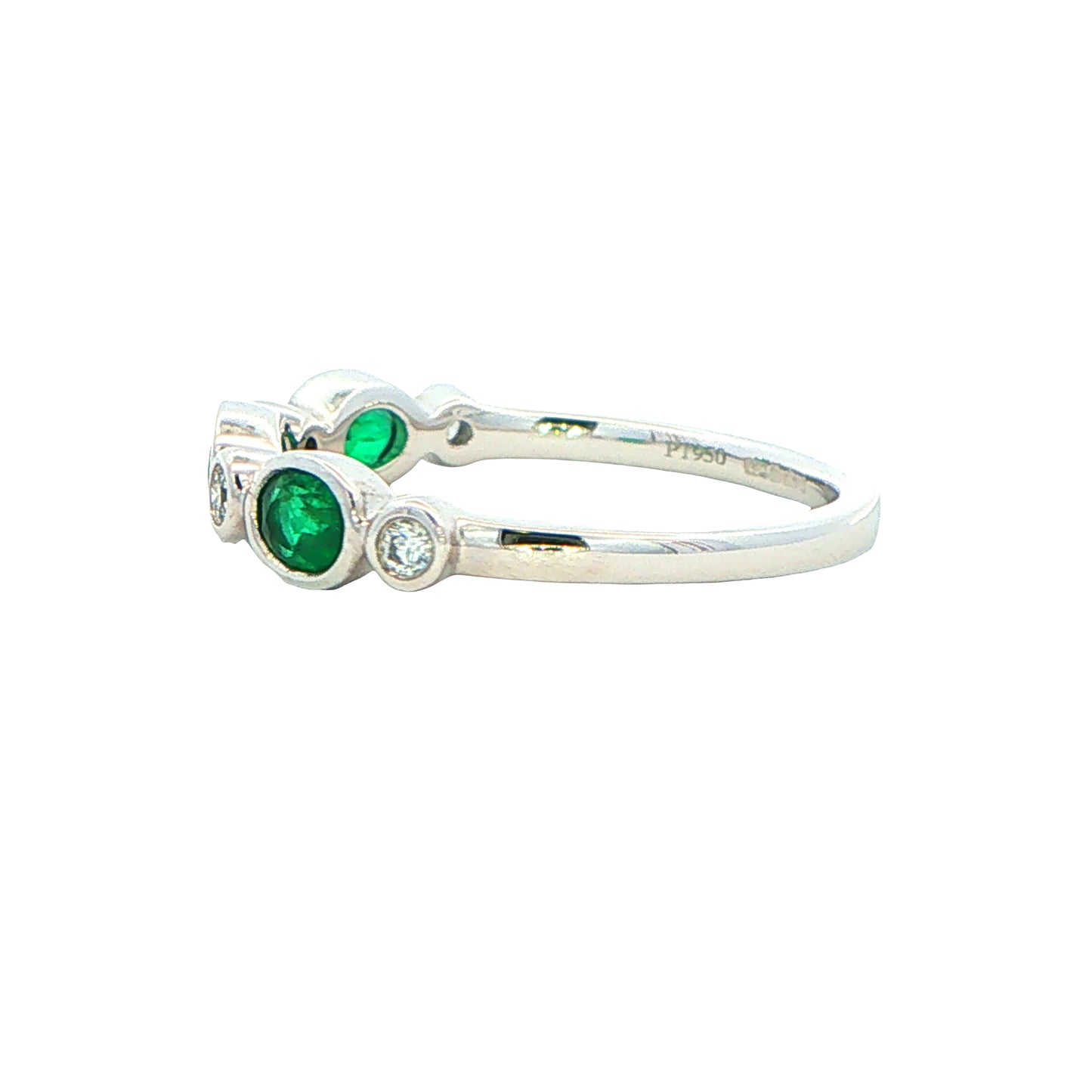 Emerald and Diamond 7 Stone Dress Ring