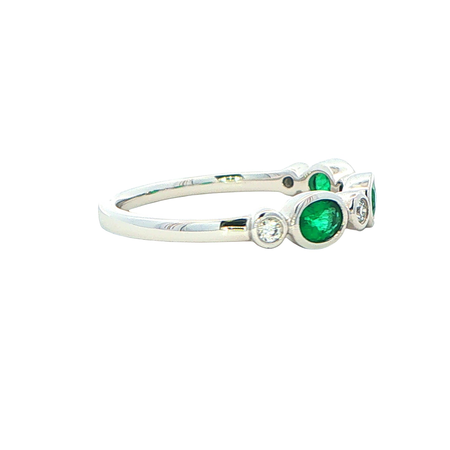 Emerald and Diamond 7 Stone Dress Ring
