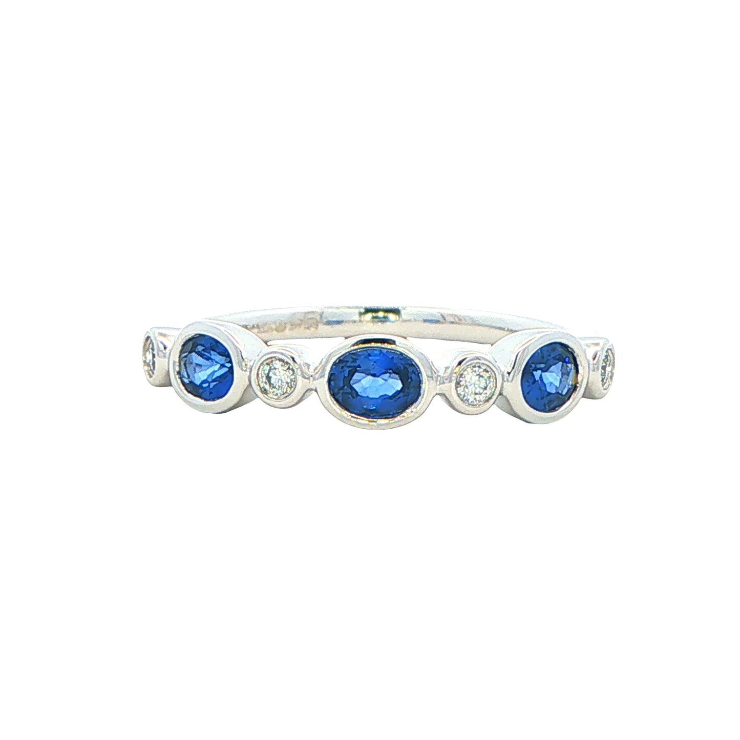 Sapphire and Diamond 7 Stone Dress Ring
