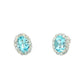 Oval Shaped Aquamarine and Diamond Halo Style Earrings