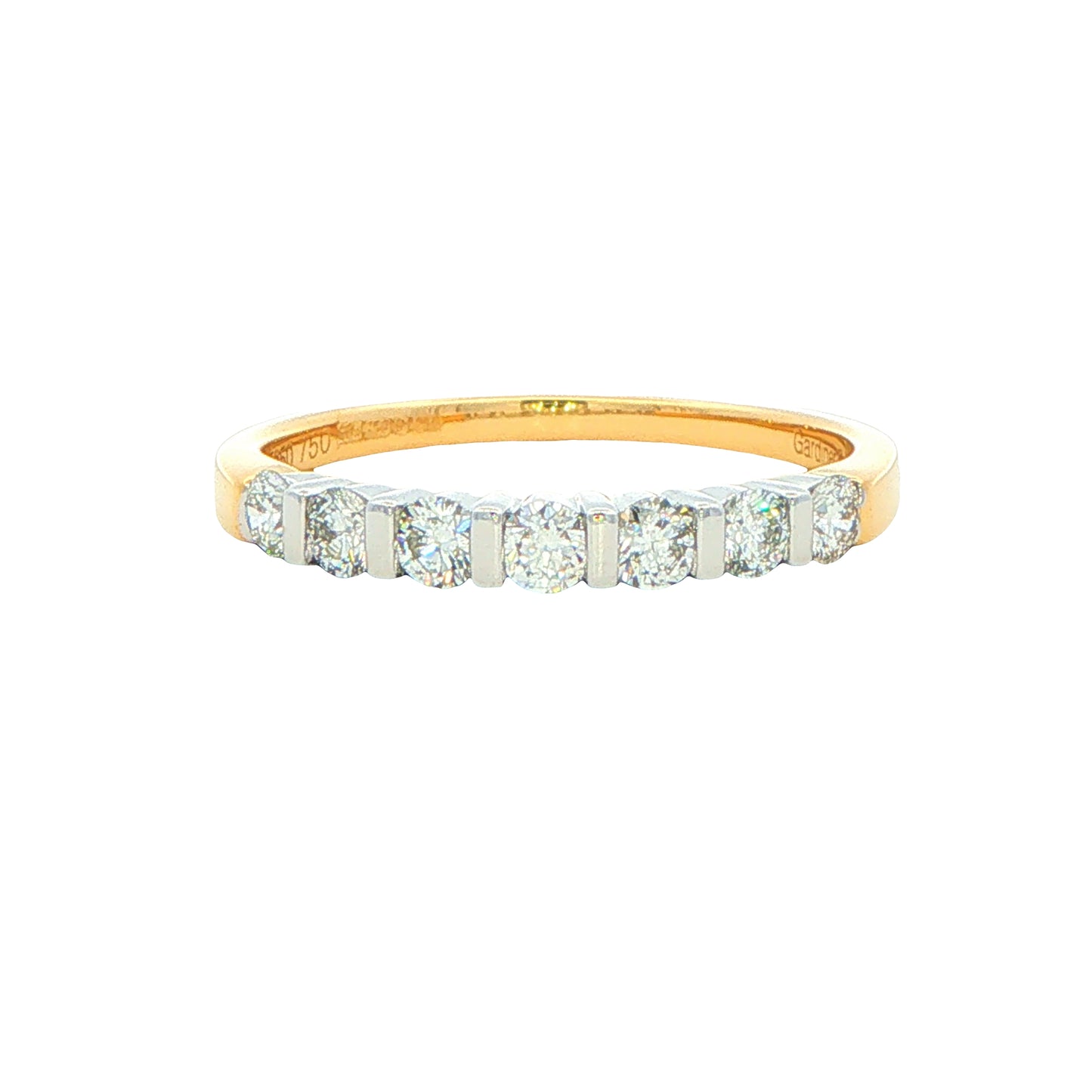 Round Brilliant Cut Diamond 7 Stone Bar Set Ring - 0.50cts Gardiner Brothers