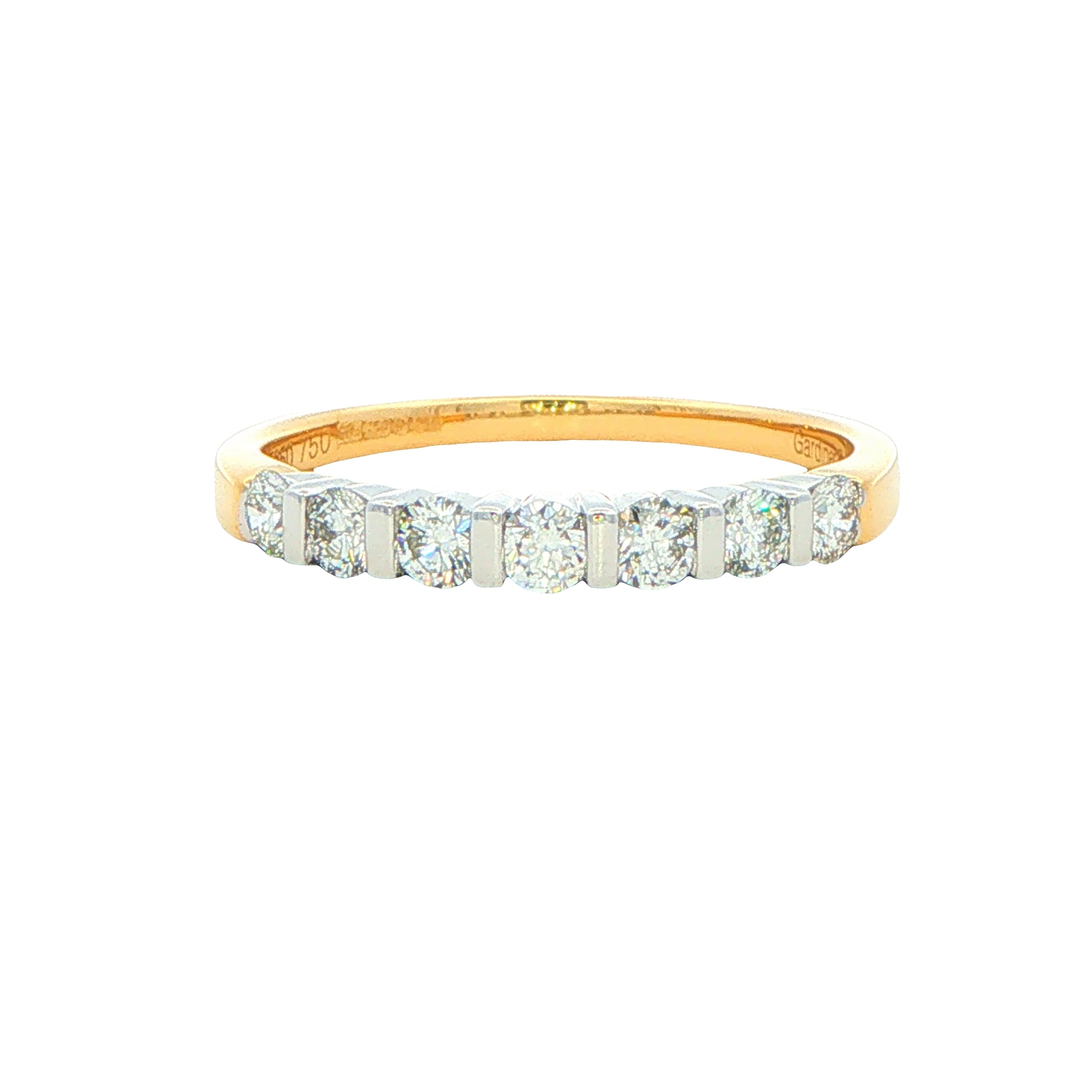 Round Brilliant Cut Diamond 7 Stone Bar Set Ring - 0.50cts Gardiner Brothers
