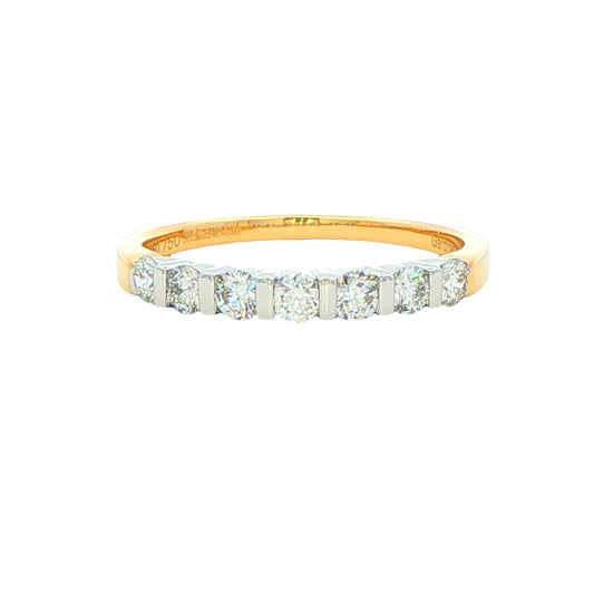 Round Brilliant Cut Diamond 7 Stone Bar Set Ring - 0.50cts Gardiner Brothers