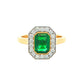 Octagonal Emerald and Diamond Vintage Halo Style Ring Gardiner Brothers