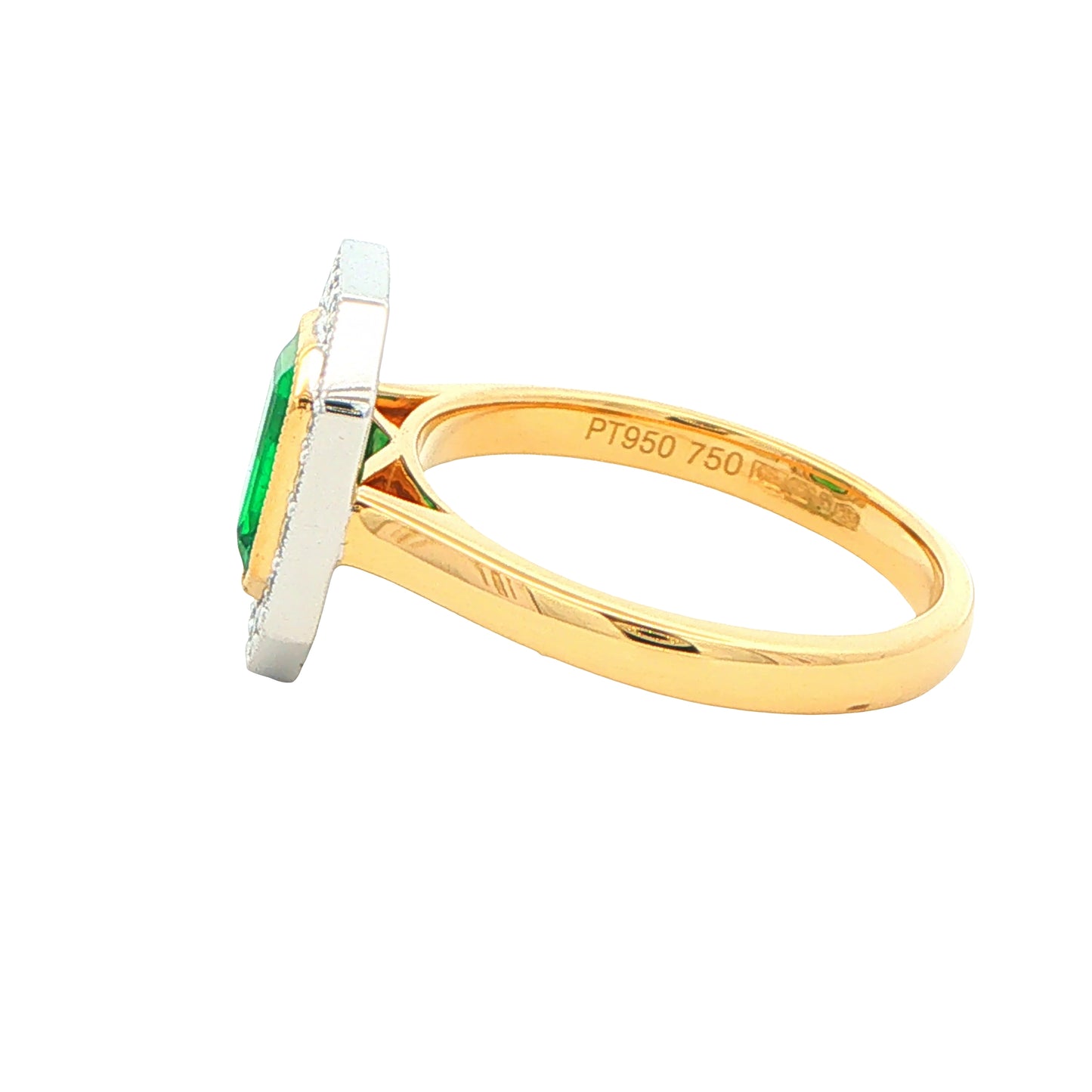 Octagonal Emerald and Diamond Vintage Halo Style Ring Gardiner Brothers