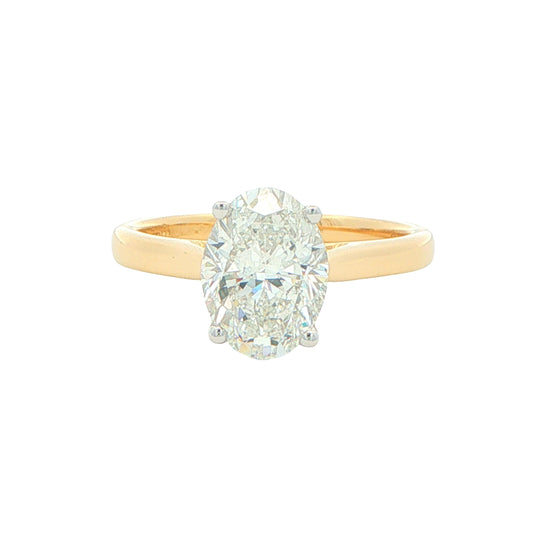 Yellow Gold Oval Shaped Diamond Solitaire Ring - 2.01cts Gardiner Brothers