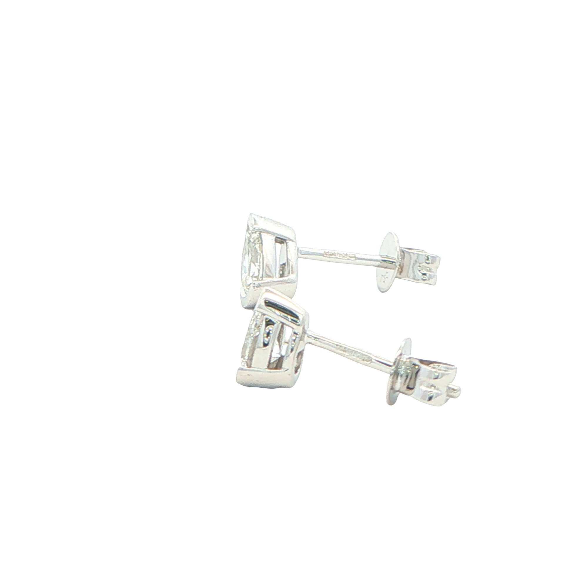 Pear Shaped Diamond Half Rub Over Set Solitaire Earrings - 0.60cts Gardiner Brothers