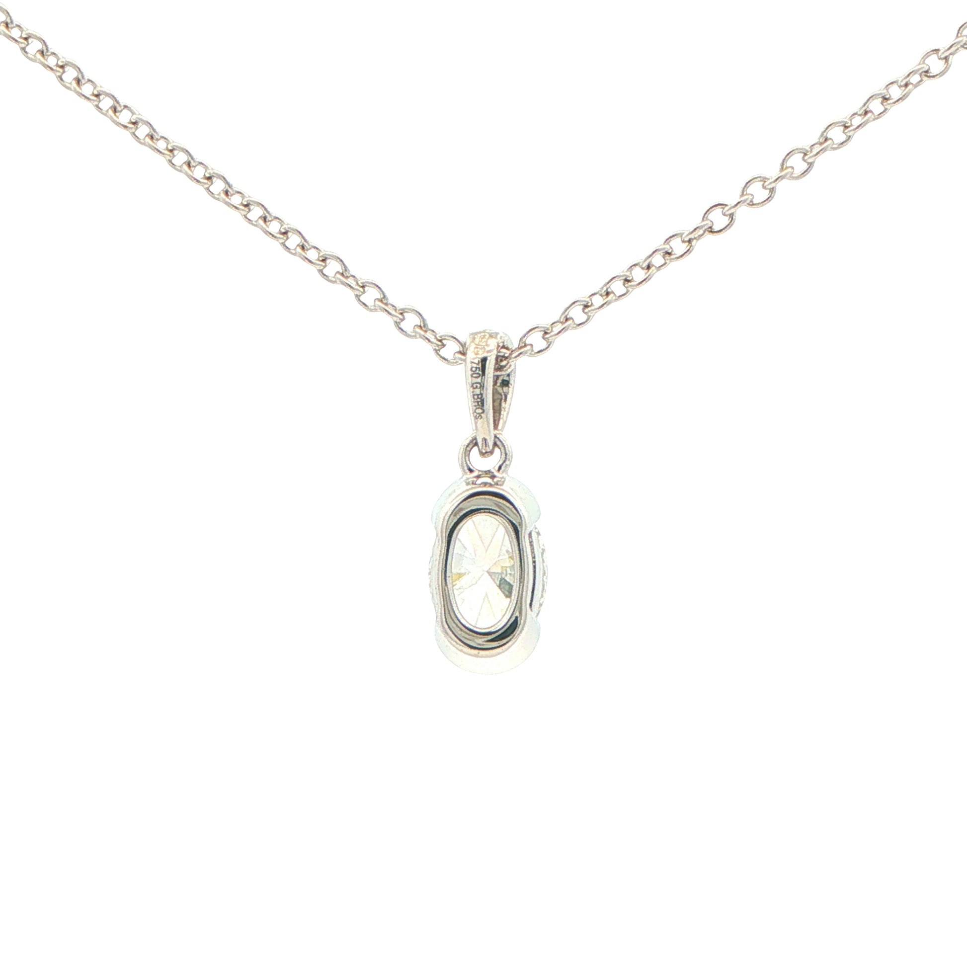 Oval Shaped Diamond Half Rub Over Set Solitaire Pendant - 0.70cts Gardiner Brothers