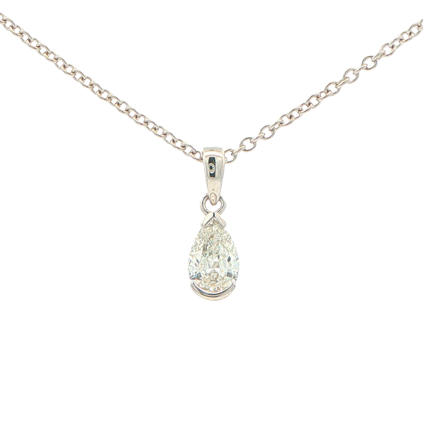 Pear Shaped Diamond Half Rub Over Set Solitaire Pendant - 0.50cts Gardiner Brothers