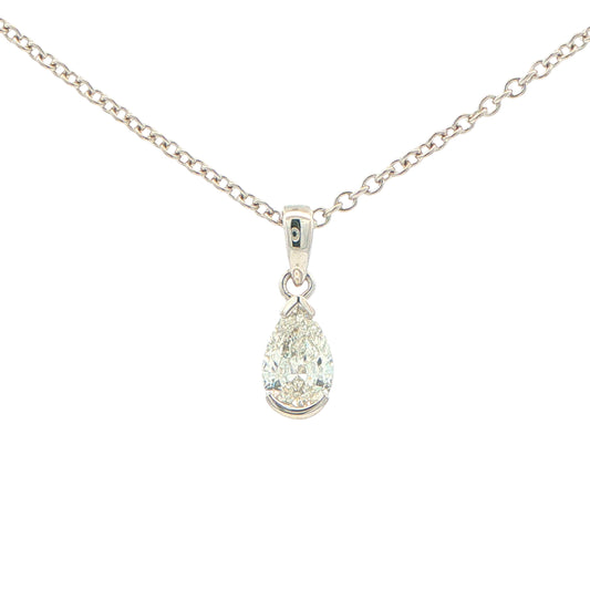 Pear Shaped Diamond Half Rub Over Set Solitaire Pendant - 0.50cts Gardiner Brothers