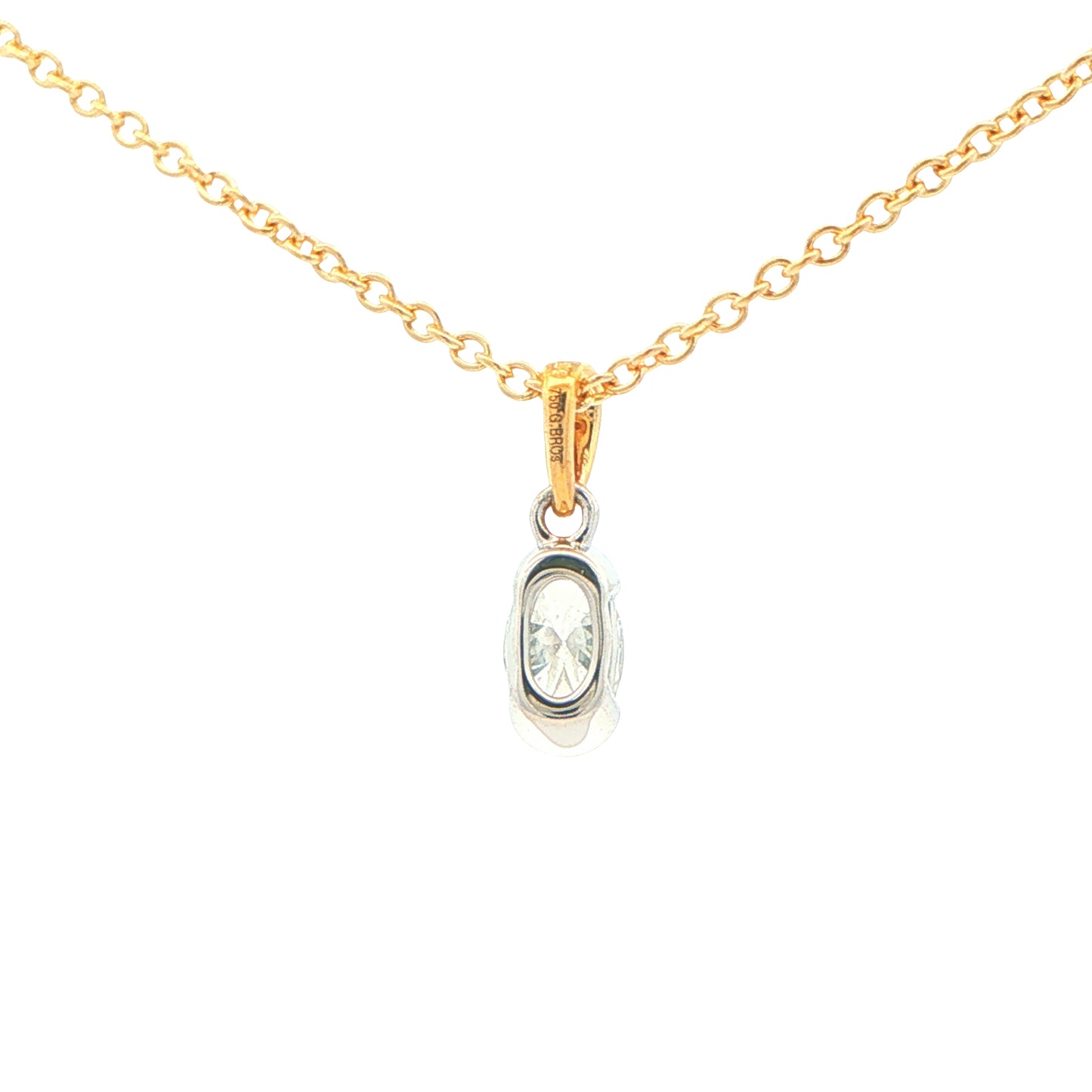 Oval Shaped Diamond Half Rub Over Set Solitaire Pendant - 0.40cts Gardiner Brothers