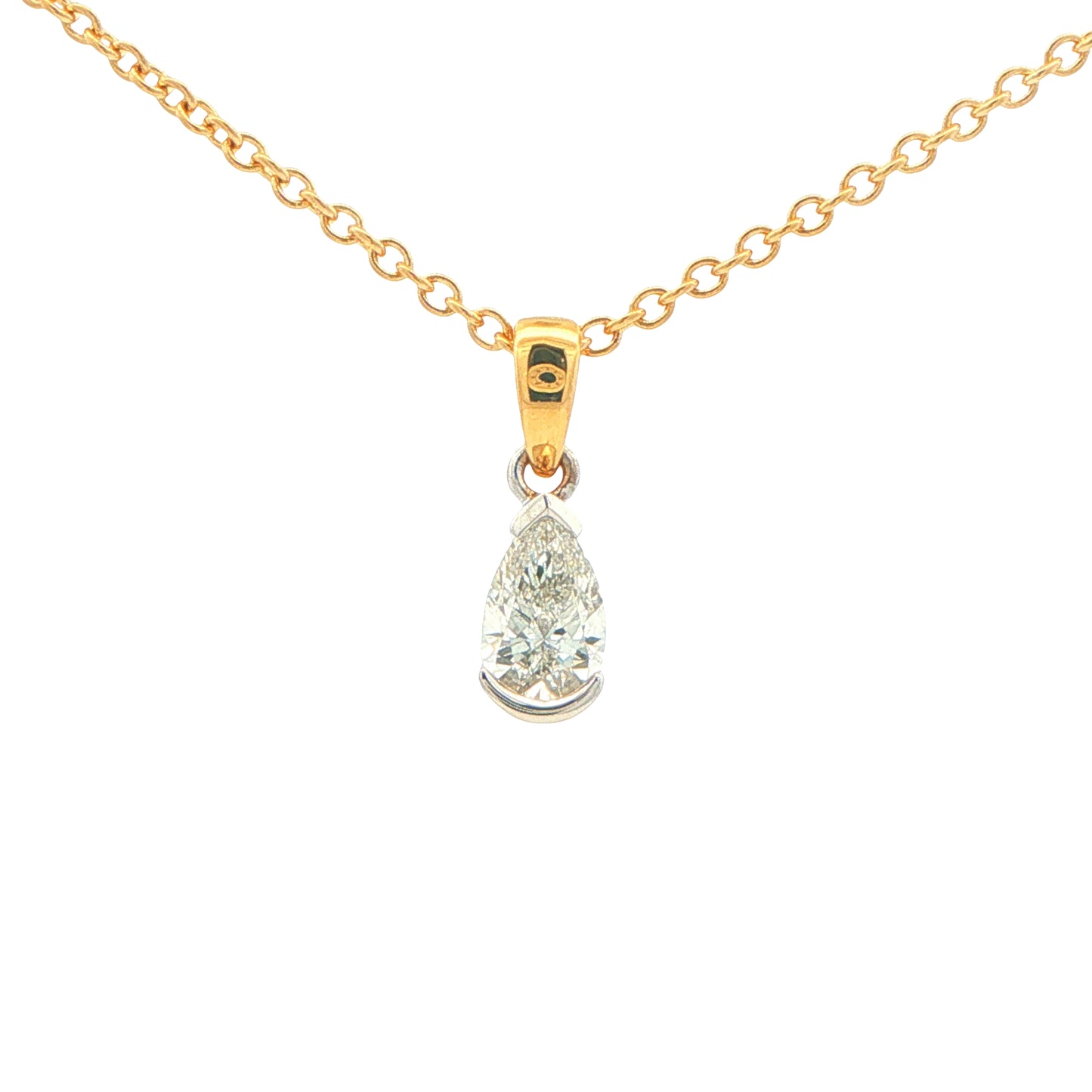 Pear Shaped Diamond Half Rub Over Set Solitaire Pendant - 0.40cts Gardiner Brothers