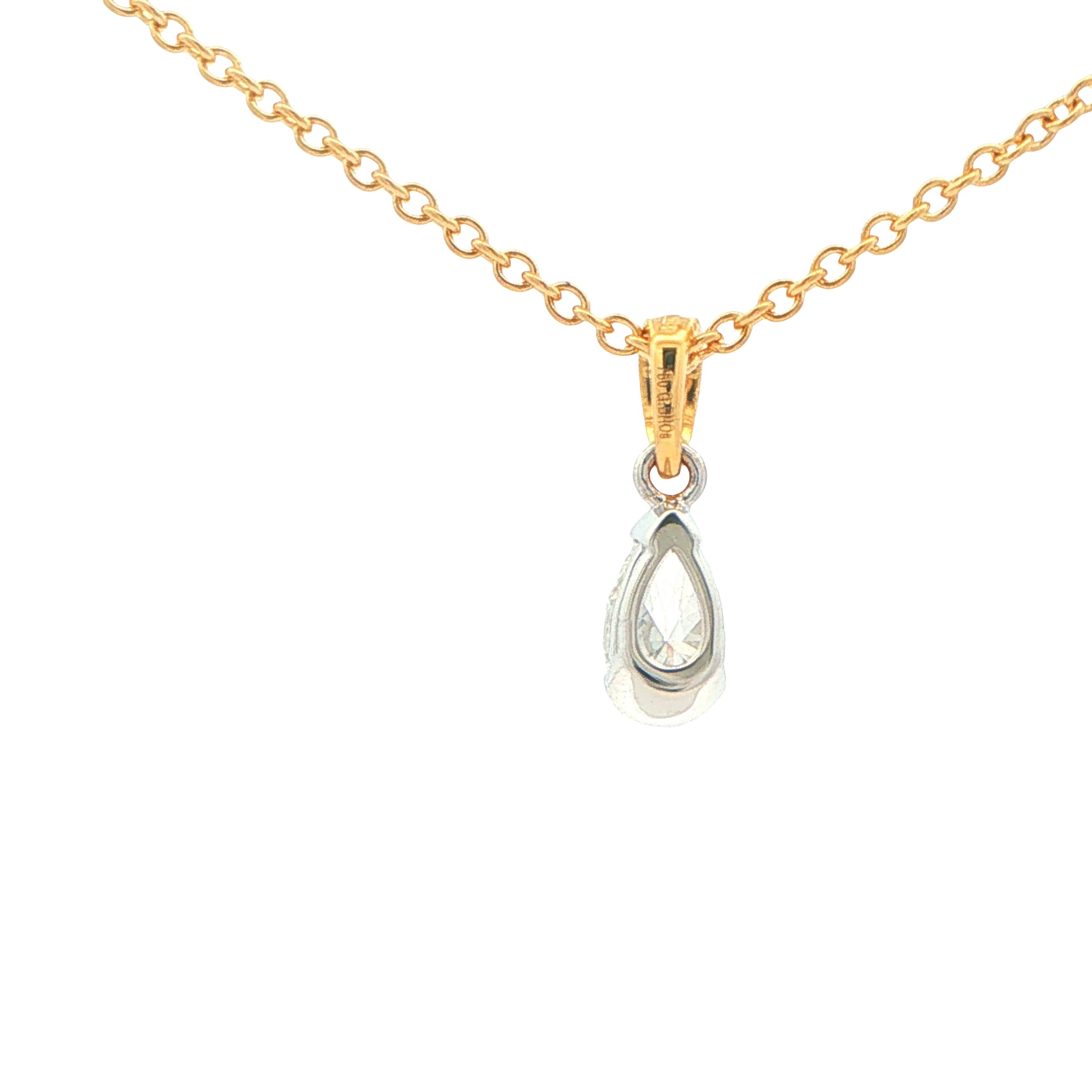 Pear Shaped Diamond Half Rub Over Set Solitaire Pendant - 0.40cts Gardiner Brothers