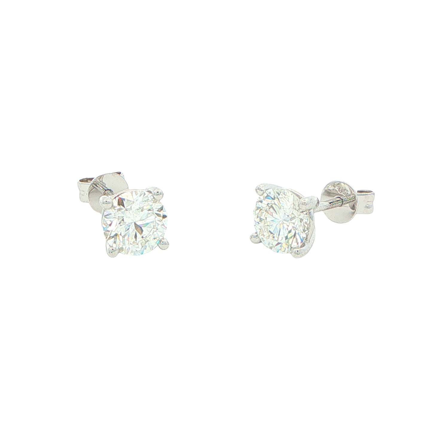 Round brilliant cut diamond solitaire earrings - 2.01cts Gardiner Brothers