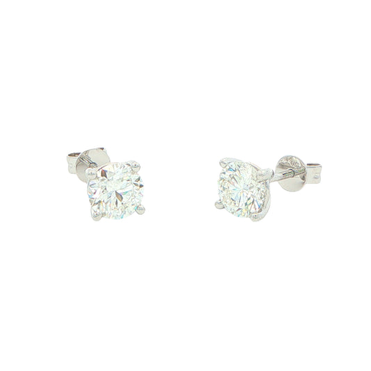 Round brilliant cut diamond solitaire earrings - 2.01cts Gardiner Brothers