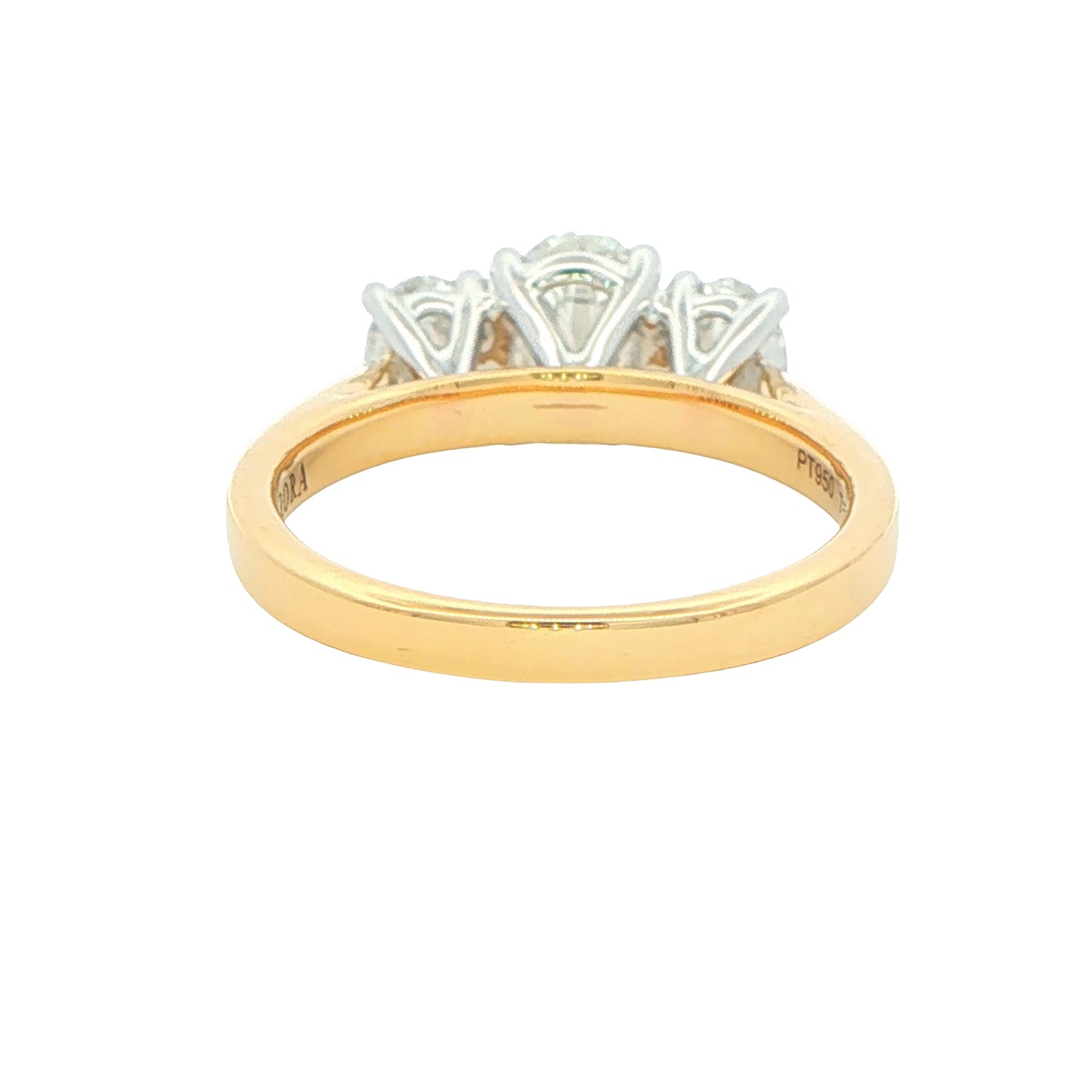 Yellow Gold Aurora Oval Shaped Diamond 3 Stone Ring - 1.81cts