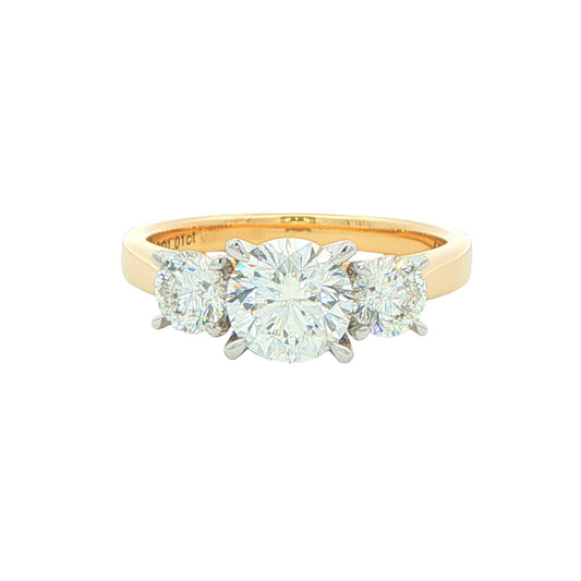Yellow Gold Aurora Cut Diamond 3 Stone Ring - 1.62cts Gardiner Brothers