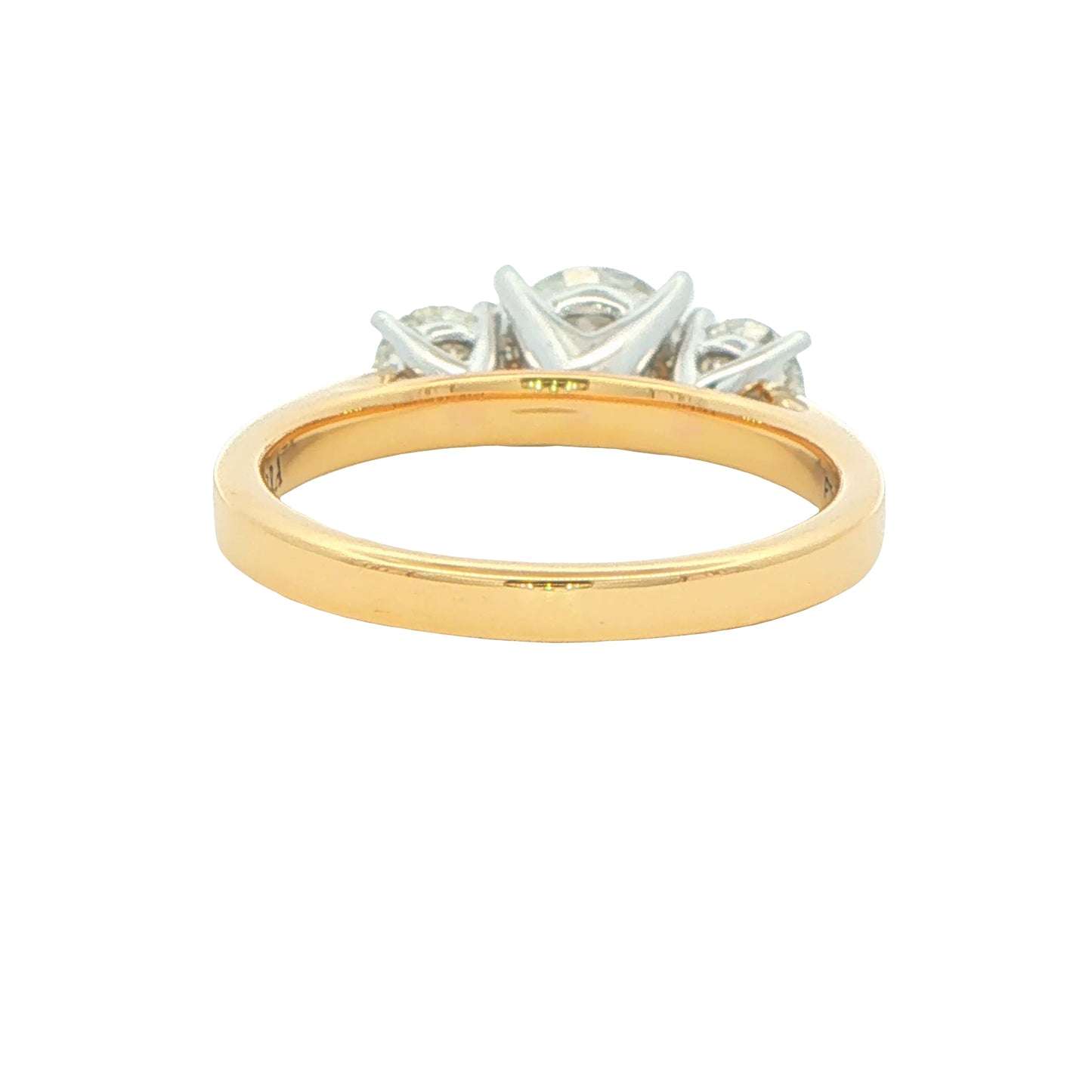 Yellow Gold Aurora Cut Diamond 3 Stone Ring - 1.62cts