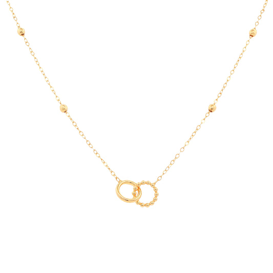 Yellow Gold Beaded Interlocked Circles Pendant Gardiner Brothers