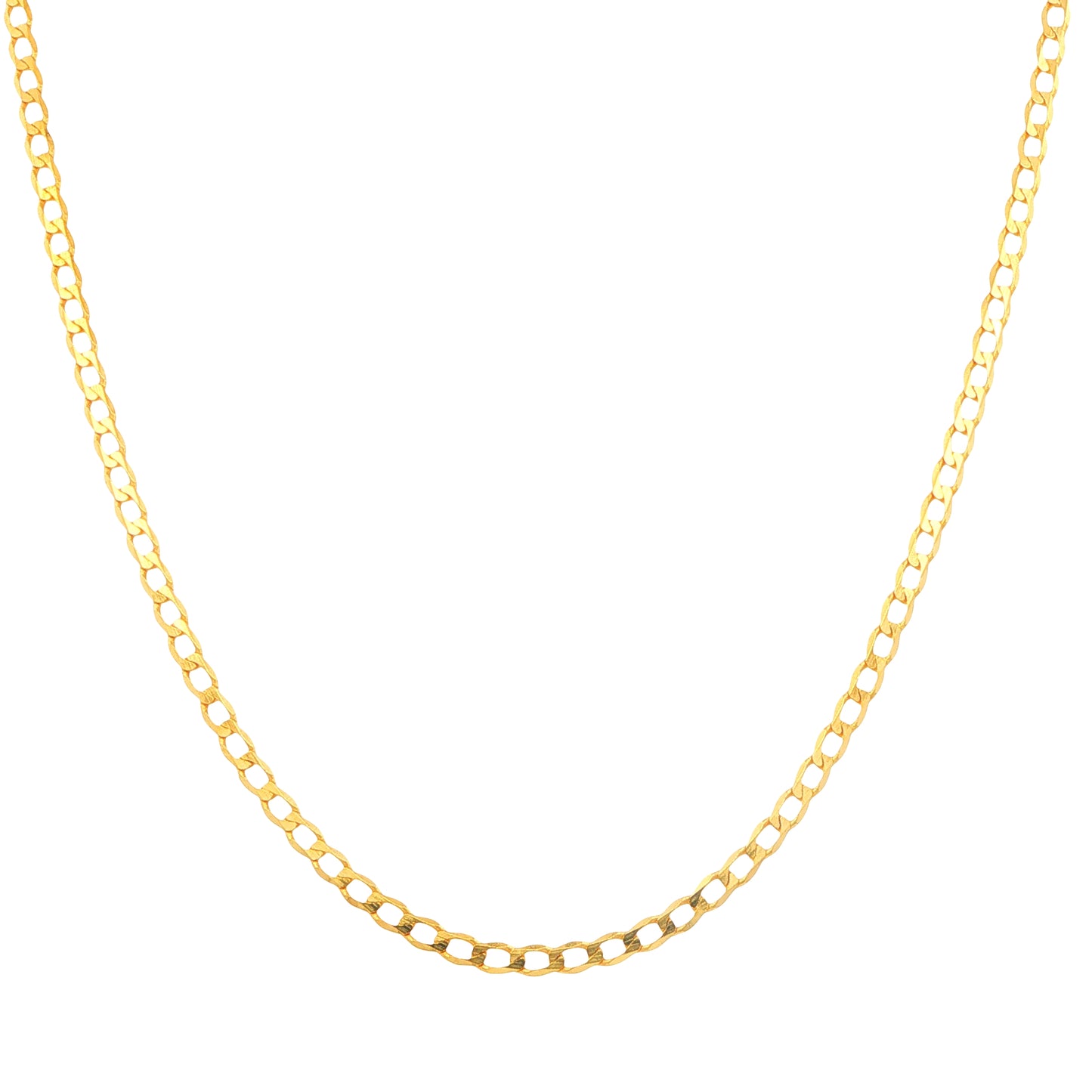 Yellow Gold Flat Curb Chain Necklace