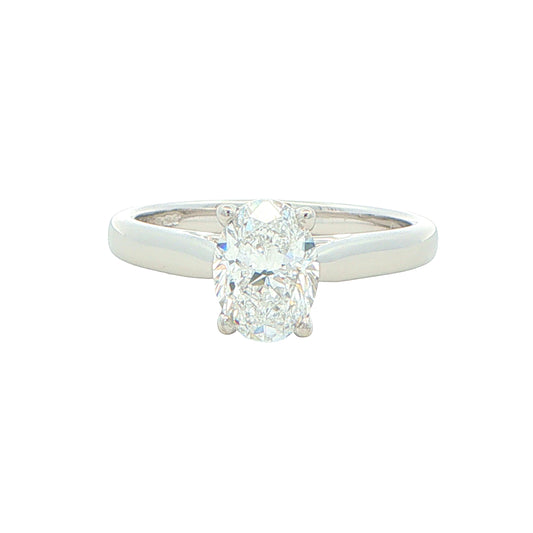Platinum Oval Shaped Diamond Solitaire Ring - 1.20cts
