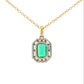 Octagonal Emerald and Baguette Cut Diamond Halo Style Pendant