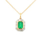 Octagonal Emerald and Baguette Cut Diamond Halo Style Pendant