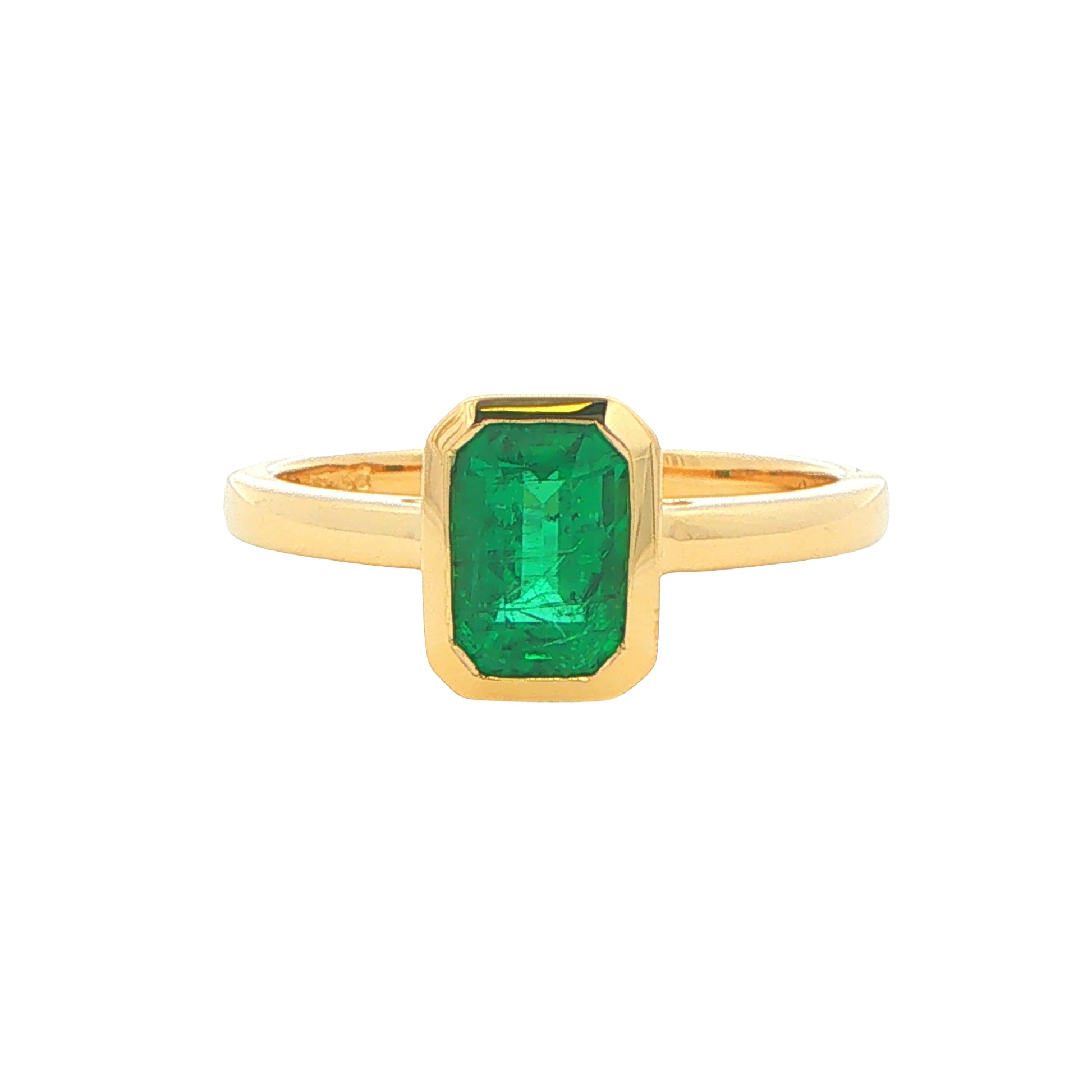Yellow Gold Octagonal Shaped Emerald Solitaire Ring Gardiner Brothers