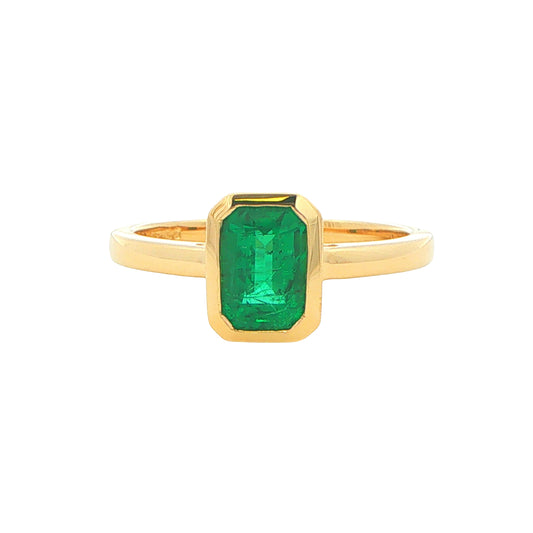 Yellow Gold Octagonal Shaped Emerald Solitaire Ring Gardiner Brothers