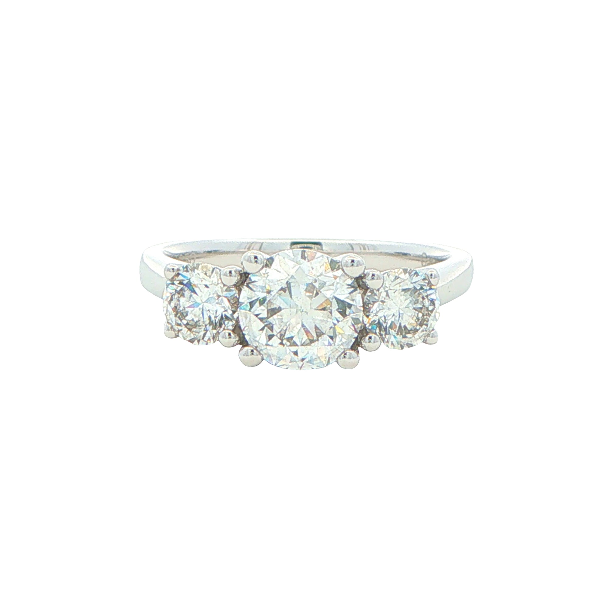 Platinum Round Brilliant Cut Diamond 3 Stone Ring - 1.61cts Gardiner Brothers