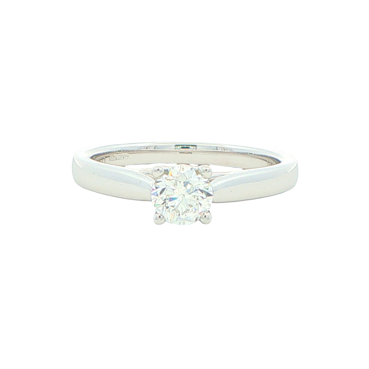 Platinum Round Brilliant cut diamond solitaire ring - 0.50cts