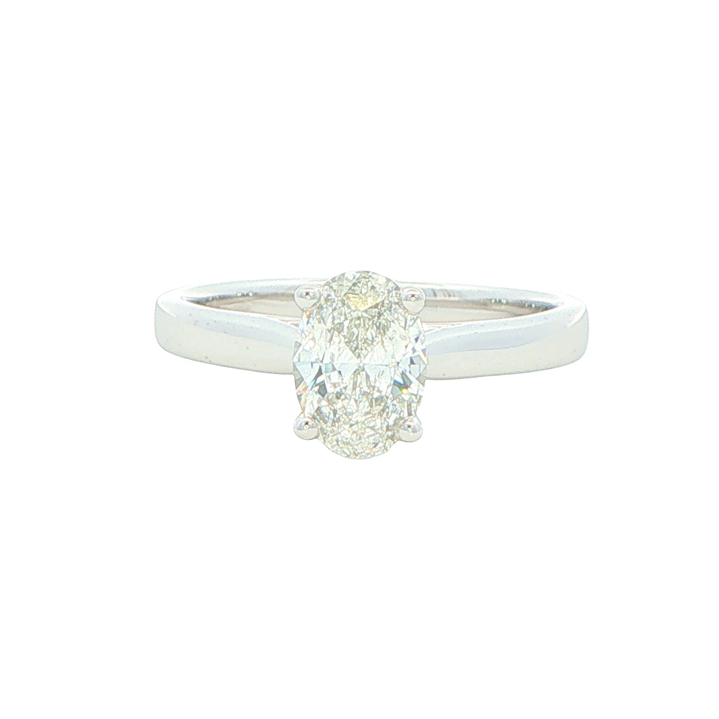 Platinum Oval Shaped Diamond Solitaire Ring - 0.90cts