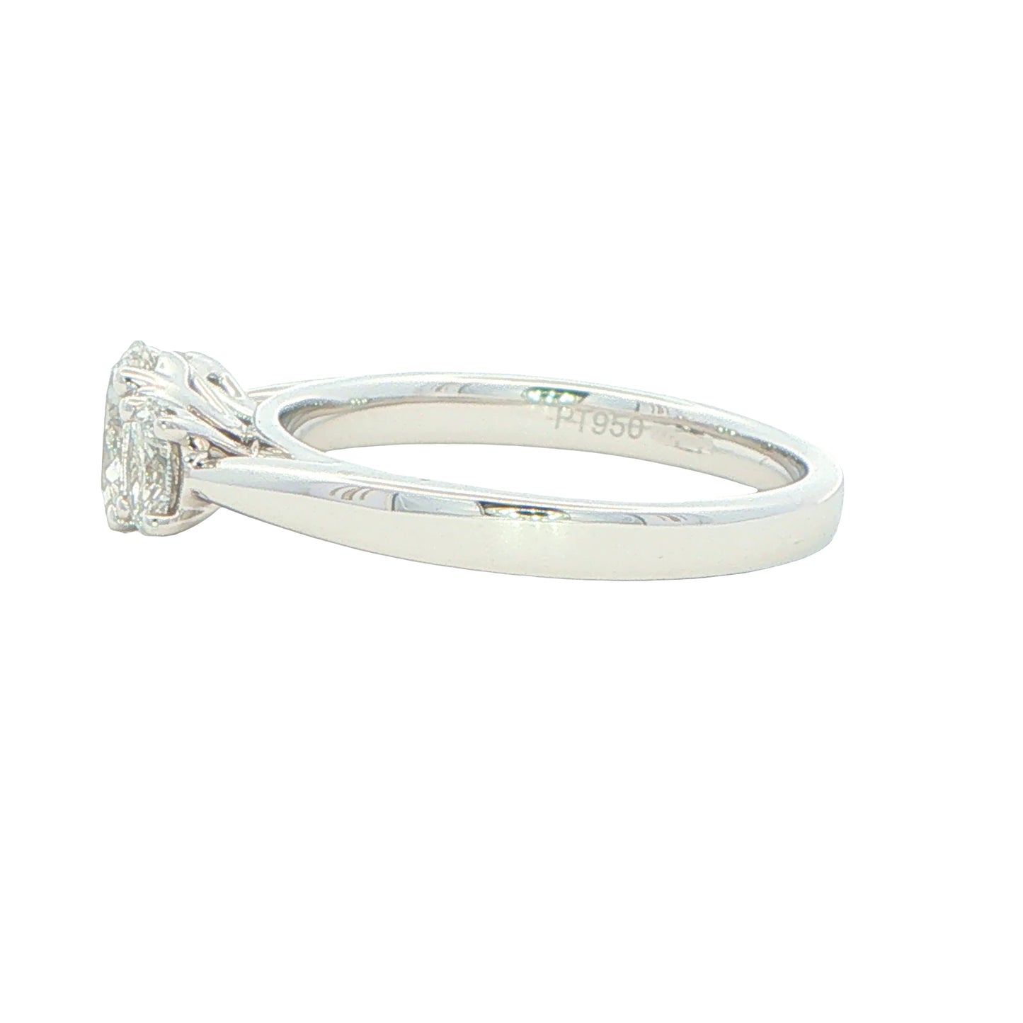 Platinum Oval Shaped Diamond 3 Stone Ring - 1.00cts