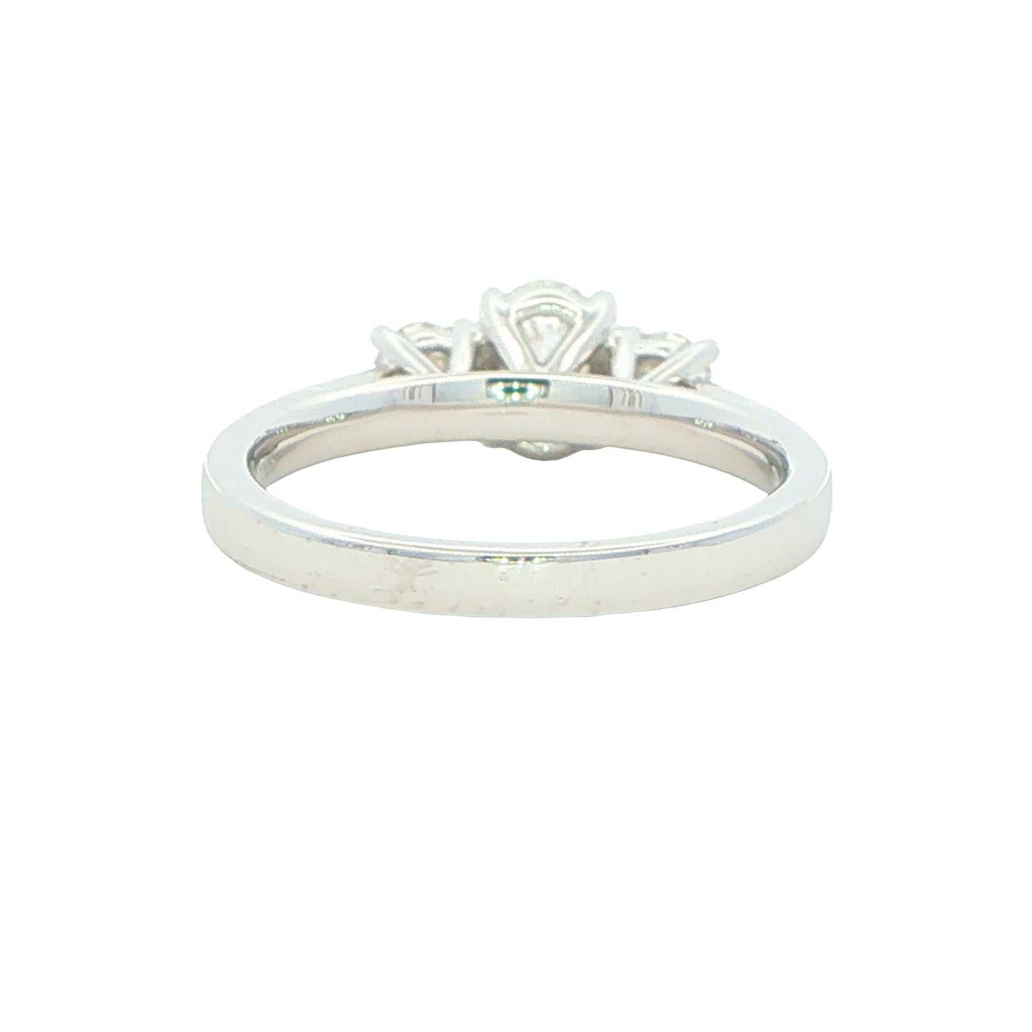 Platinum Oval and round brilliant cut diamond 3 stone ring - 1.10cts