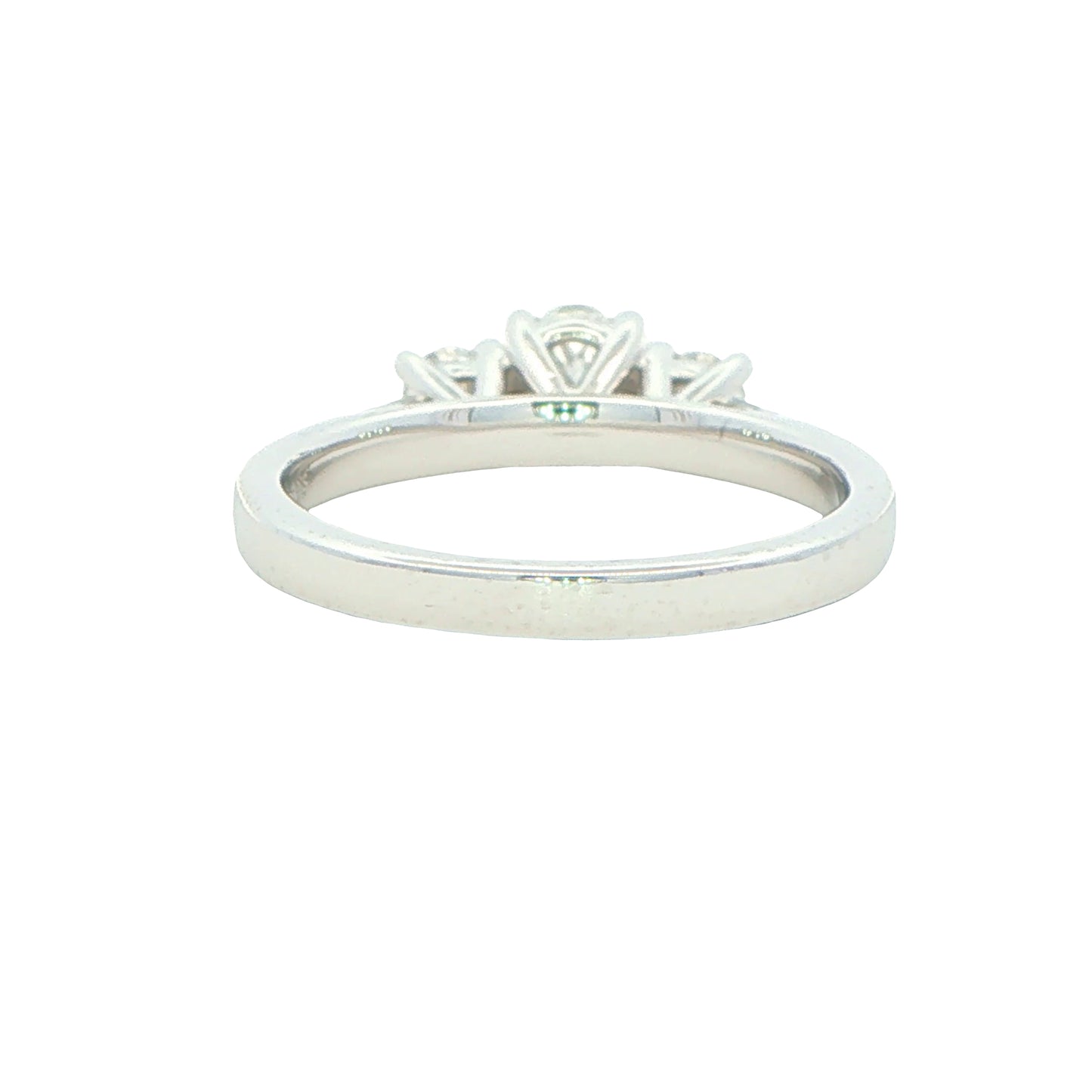 Platinum Oval and round brilliant cut diamond 3 stone ring - 0.82cts