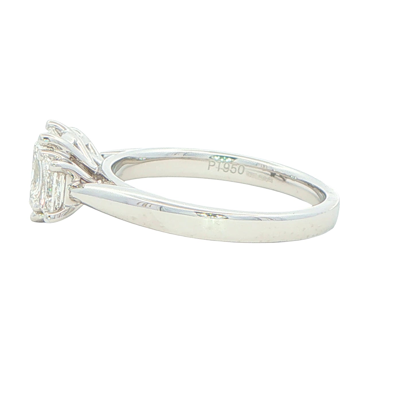 Platinum Radiant Cut Diamond 3 Stone Ring - 1.66cts