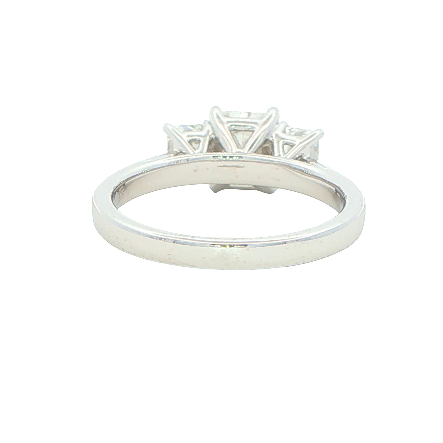 Platinum Radiant Cut Diamond 3 Stone Ring - 1.66cts
