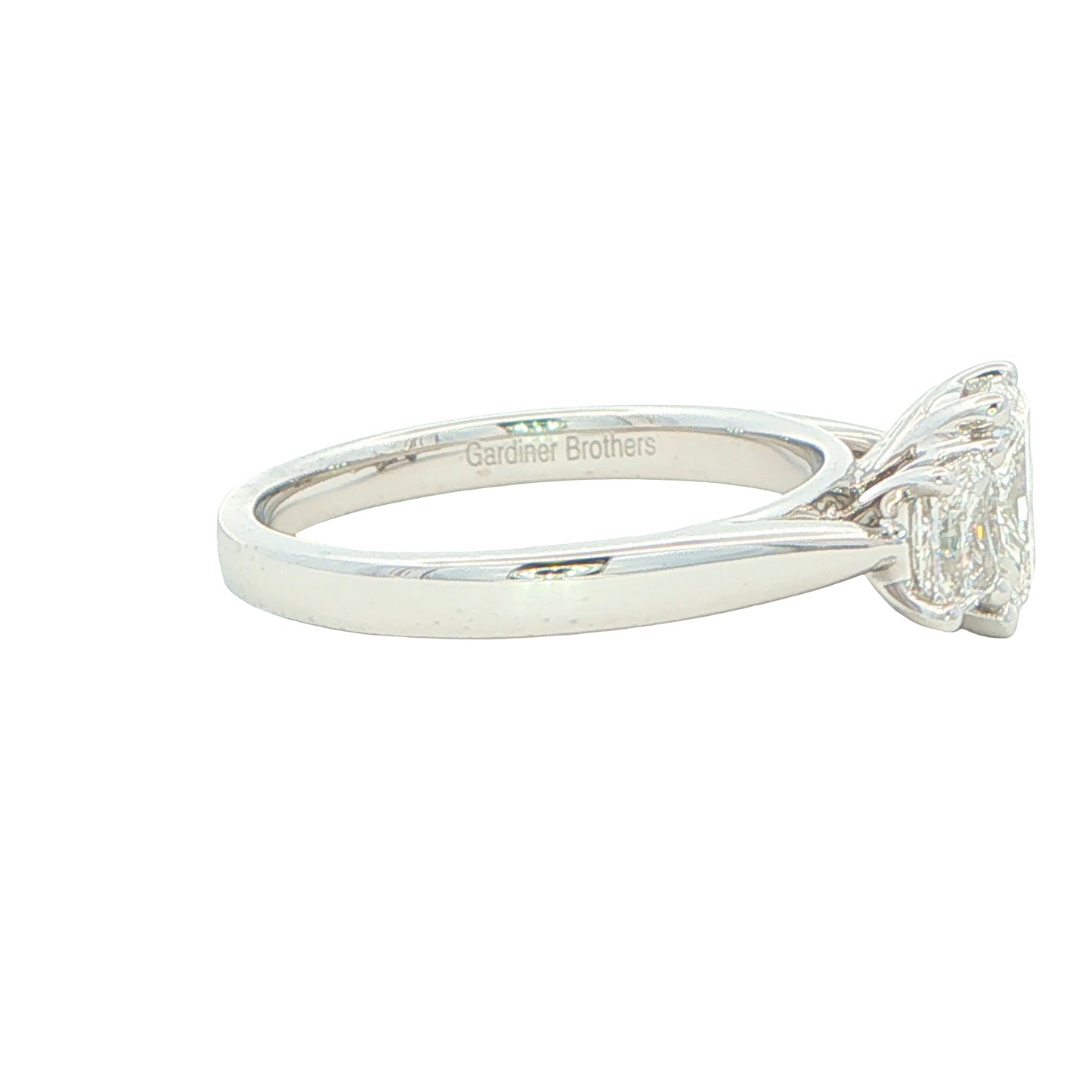Platinum Radiant Cut Diamond 3 Stone Ring - 1.66cts