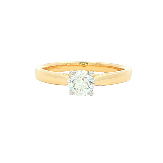 Yellow Gold Round Brilliant Cut Diamond Solitaire Ring - 0.50cts