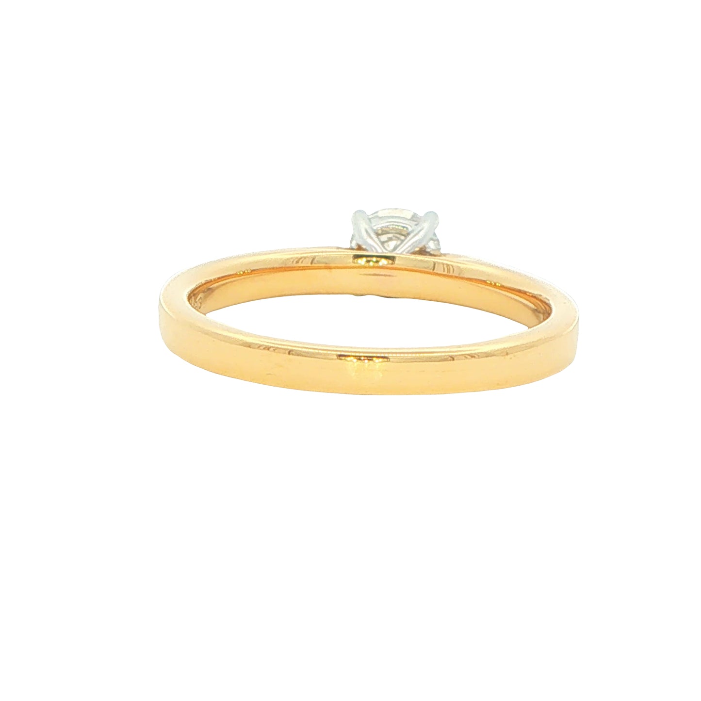 Yellow Gold Round Brilliant Cut Diamond Solitaire Ring - 0.50cts