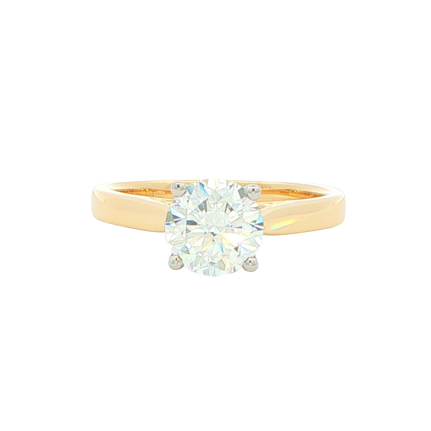 Yellow Gold Round Brilliant Cut Diamond Solitaire Ring - 1.20cts