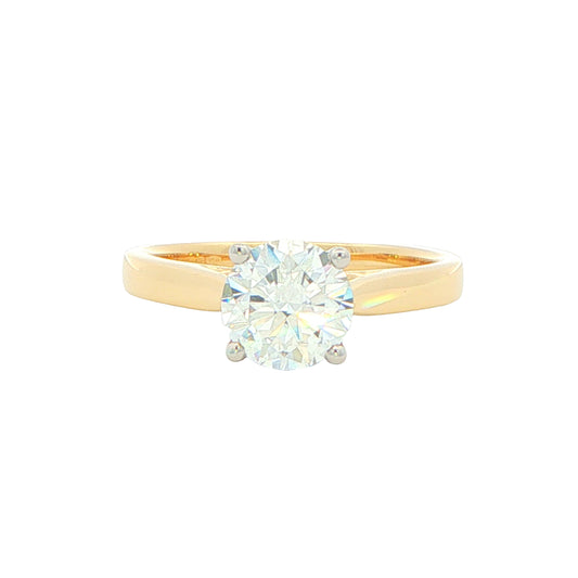 Yellow Gold Round Brilliant Cut Diamond Solitaire Ring - 1.20cts