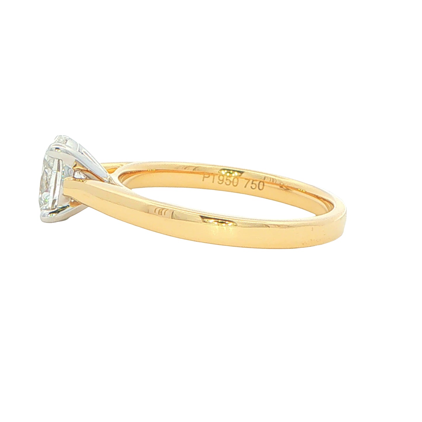 Yellow Gold Oval Shaped Diamond Solitaire Ring - 0.90cts